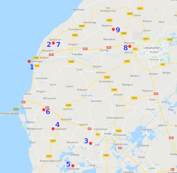 Kaart onderduiklocaties Michon