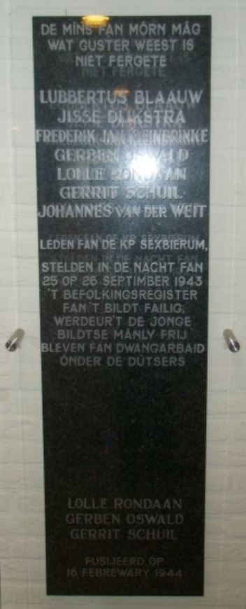 Monument Overval Gemeentehuis St. Annaparochie